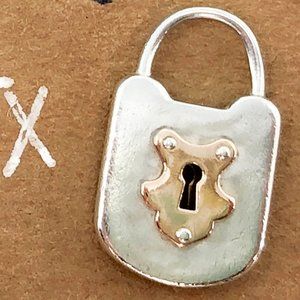 Hammered Silver & Gold Lock Pendent